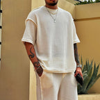 Herren lässiges Oversized-Strickshirt mit luftiger Wstruktur