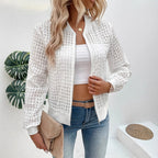 Damen luftige Sweatjacke mit trendigem Strukturdesign