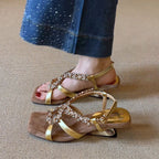 Damen elegante Sandalen mit glitzernden Schmuckdetails R&B