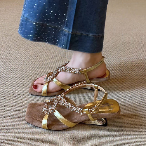 Damen elegante Sandalen mit glitzernden Schmuckdetails R&B