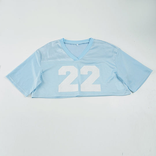 Damen Crop-Top im Sportlichen Design mit V-Ausschnitt und Netzdetails R&B