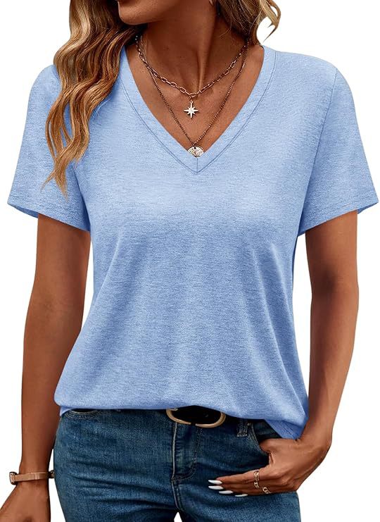 Damen V-Ausschnitt T-Shirt Aus Weichem Single Jersey Heidi-Mode