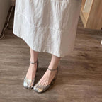 Damen elegante Plateau-Pumps mit modischem Riemen und luxuriösem Glanz R&B