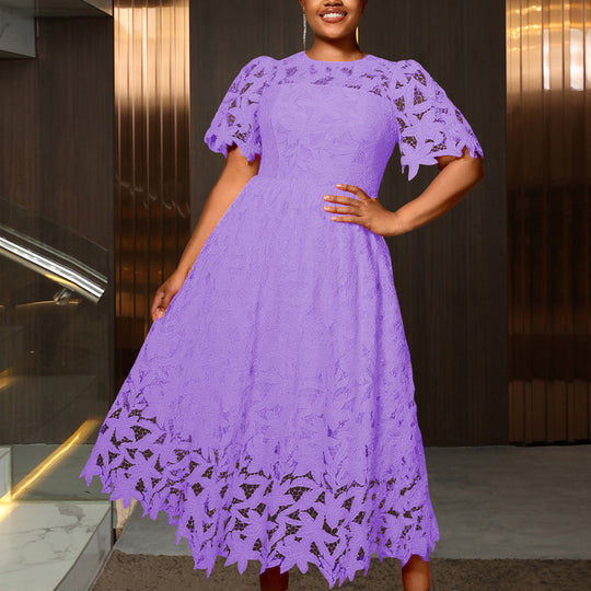 Damen Spitzen-Maxikleid mit floralem Design R&B