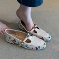 Damen Ballerina-Schuhe mit floralem Muster und dekorativem Riemchen R&B