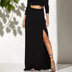 Damen Eleganter Maxi-Rock mit hohem Schlitz und elastischem Bund