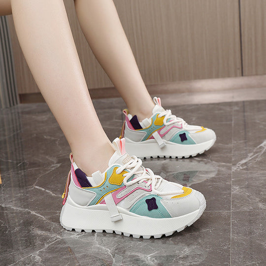 Damen sportliche Chunky Sneakers mit atmungsaktiver Mesh-Oberfläche und dämpfender Sohle R&B