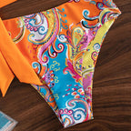 Damen einseitiger Bikini mit verspieltem Wickelbund