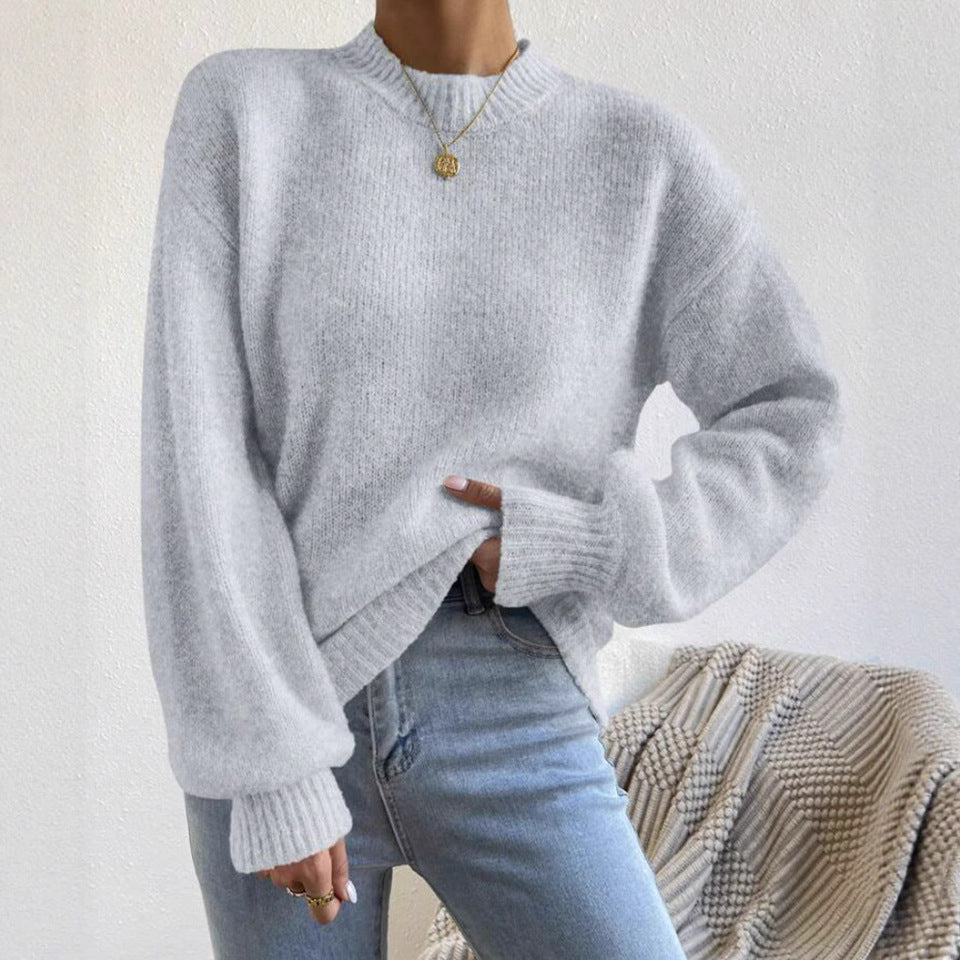Damen Modischer Pullover mit hochgeschlossenem Ausschnitt und strukturiertem Strick