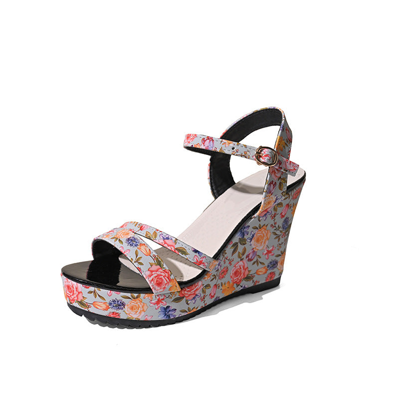 Damen Wedge-Sandalen mit floralen Mustern und komfortablem Fußbett R&B