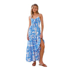 Damen Maxikleid mit verspieltem Muster und schmalen Trägern R&B