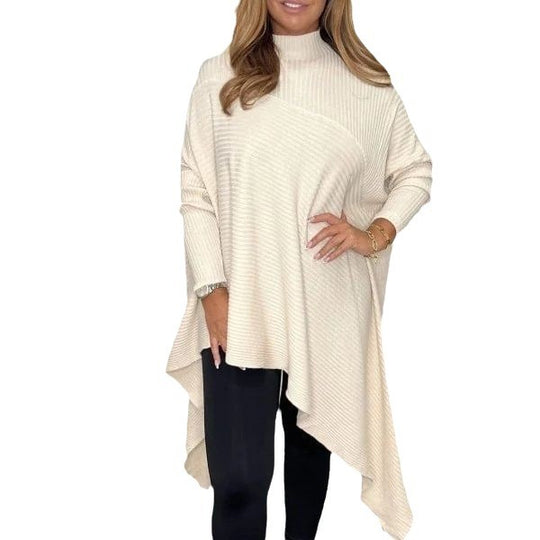 Damen Oversized Strickpullover mit asymmetrischem Saum R&B