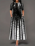 Damen Maxikleid mit kreativen Spritzmuster R&B