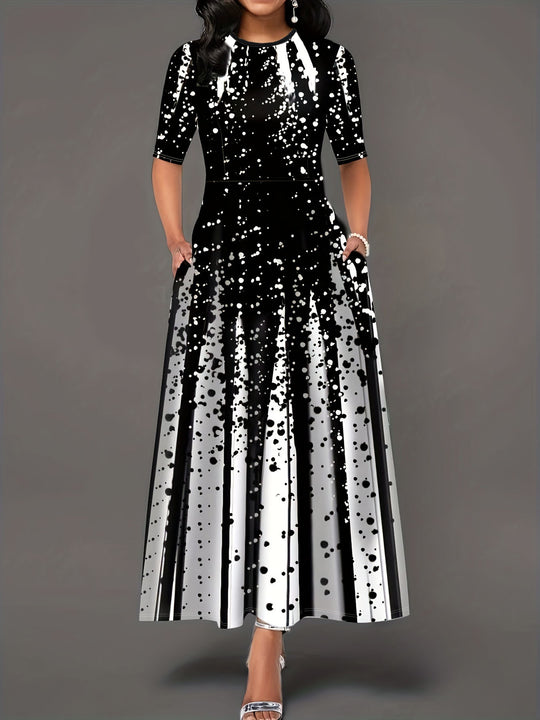 Damen Maxikleid mit kreativen Spritzmuster R&B