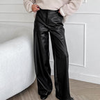 Damen Elegante weite Kunstlederhose R&B