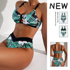 Damen Bikini mit floralem Design und verstellbaren Trägern R&B