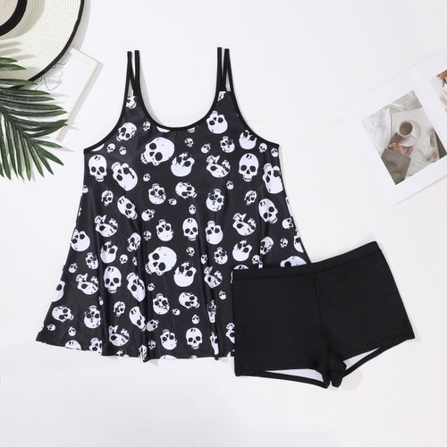 Damen Tankini mit verspieltem Totenkopf-Muster R&B