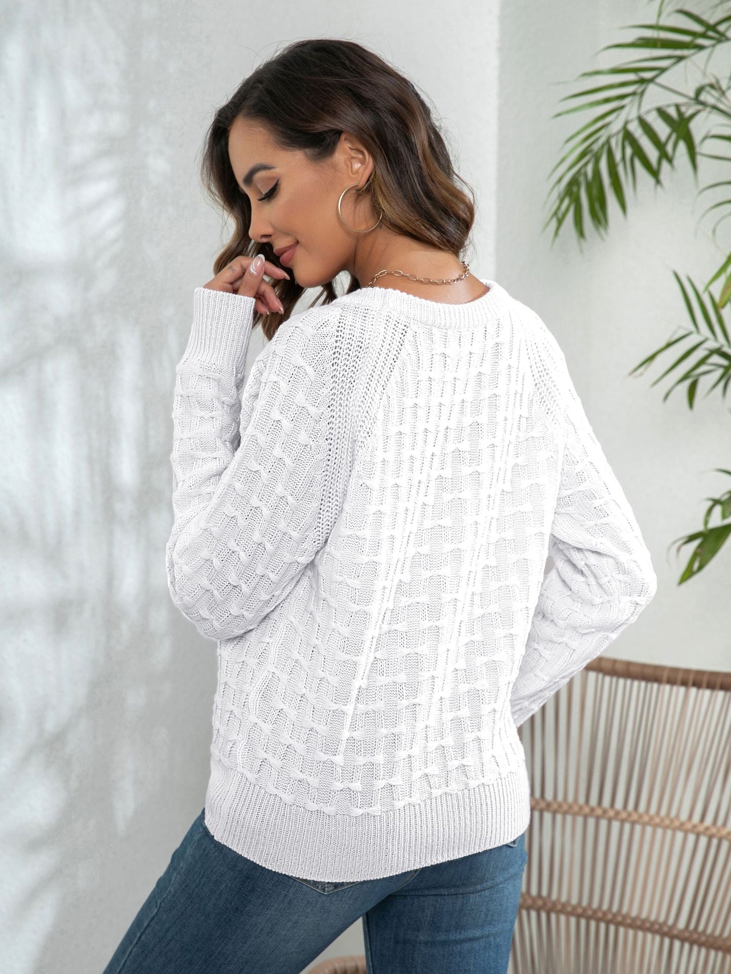 Damen Strickpullover mit strukturiertem Wellenmuster R&B