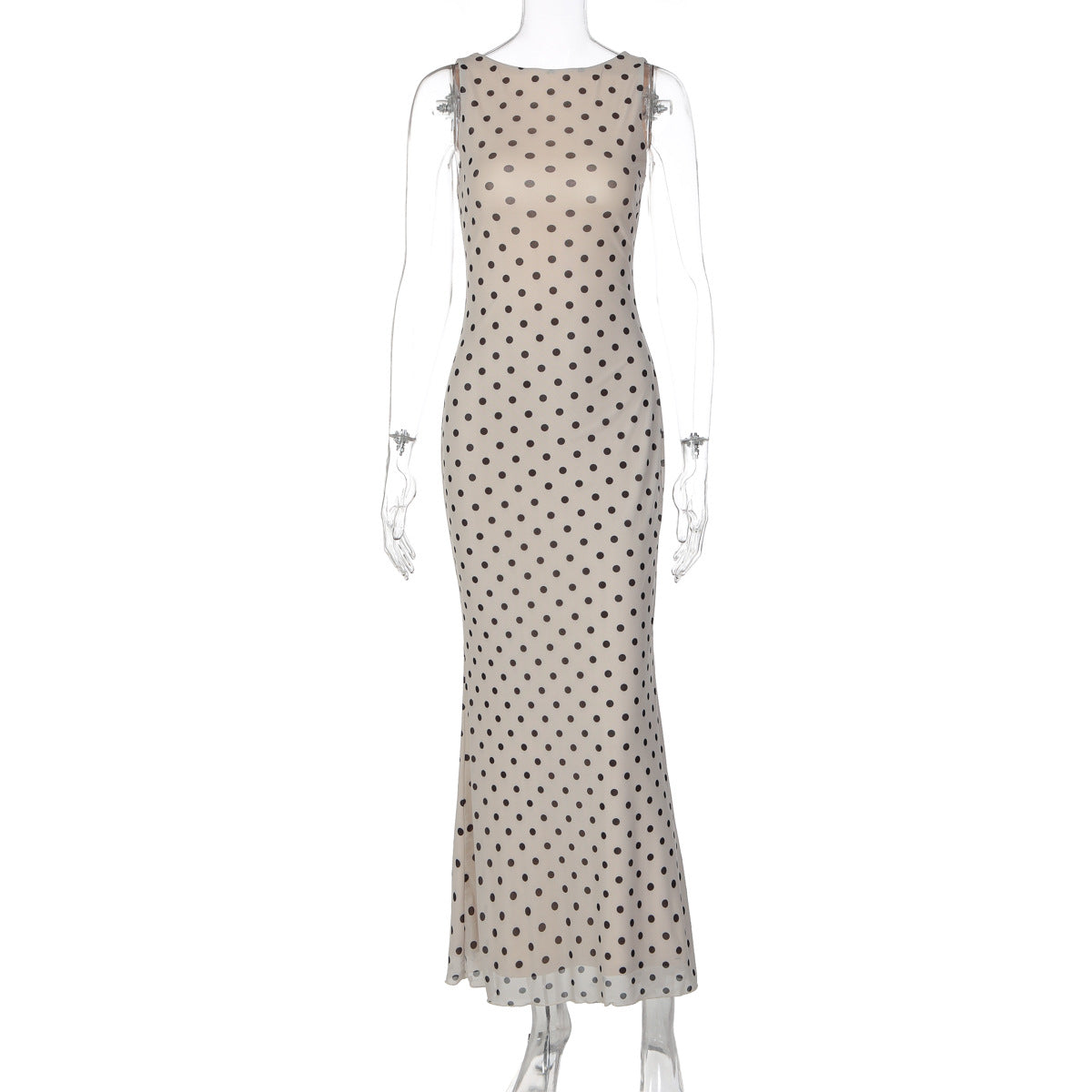 Damen Elegantes Maxikleid mit Punktdesign und figurbetontem Schnitt R&B
