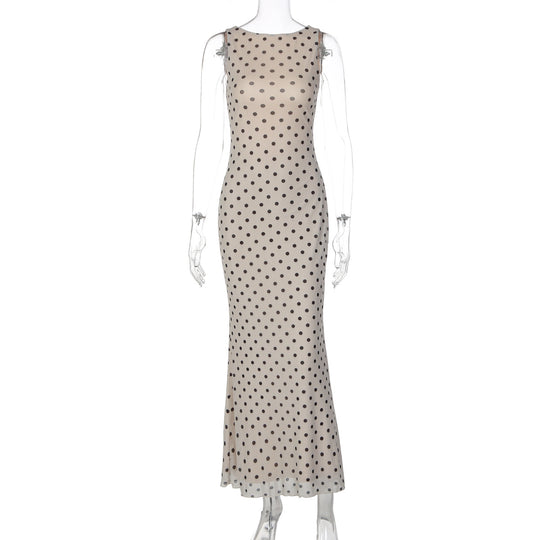 Damen Elegantes Maxikleid mit Punktdesign und figurbetontem Schnitt R&B