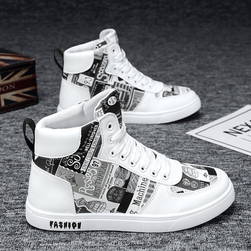 Herren Modische High-Top Sneakers mit einzigartigem Grafikdesign R&B