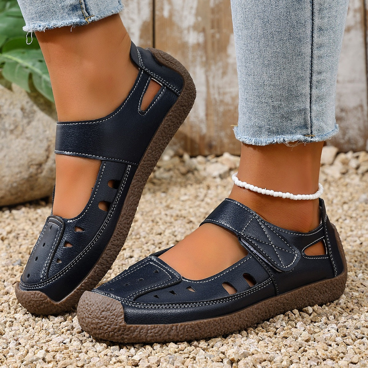 Damen Atmungsaktive Sandalen mit verstellbarem Klettverschluss und rutschfester Sohle R&B