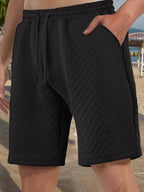 Herren nan strukturierte Strand-Bermuda aus Waffeljersey mit elastischem Kordelbund und schrägen Eingrifftaschen R&B