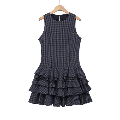 Damen Raffiniertes Sommerkleid mit voluminösem Rüschensaum und elegantem Muster R&B