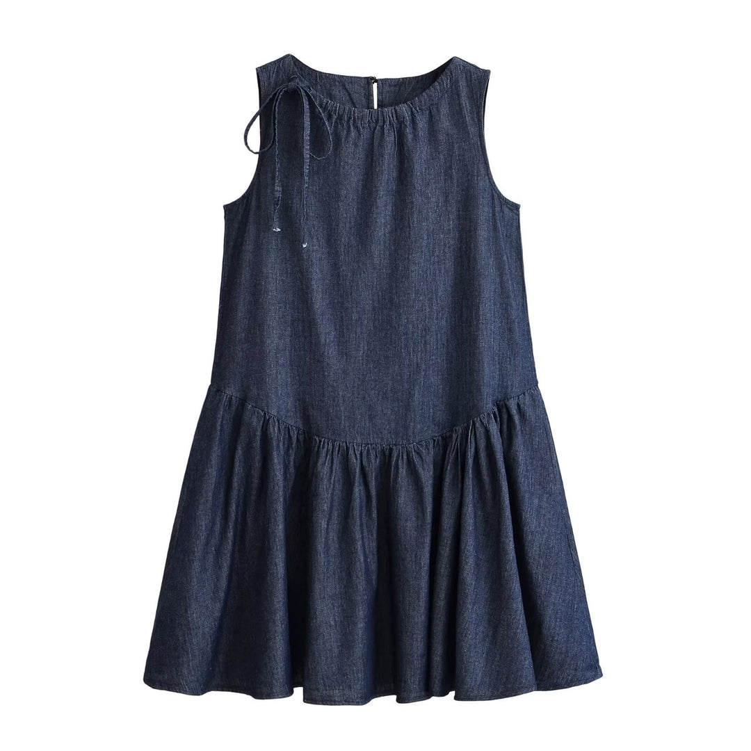 Damen Sommerkleid mit voluminösem Rocksaum und raffiniertem Schnürdetail R&B