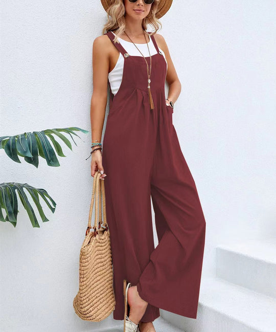 Damen weite Latzhose mit elegantem Schnitt und verstellbaren Trägern R&B