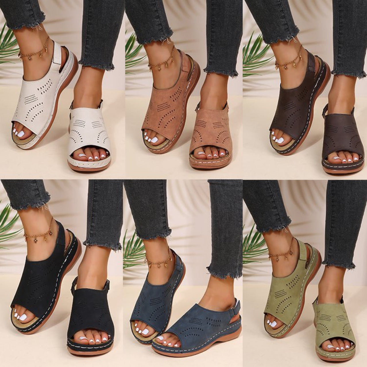 Damen elegante Sandalen mit atmungsaktiven Perforierungen