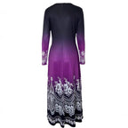 Damen Maxi-Kleid mit farbenfrohem Ombre-Design und floralen Verzierungen R&B