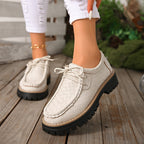 Damen Schnürschuhe mit schimmerndem Krokoprägung und rutschfester Profilsohle R&B