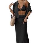 Damen elegantes Häkel-Kimono-Set R&B