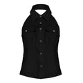 Damen Haltertop mit elegantem Kragen und praktischen Brusttaschen R&B