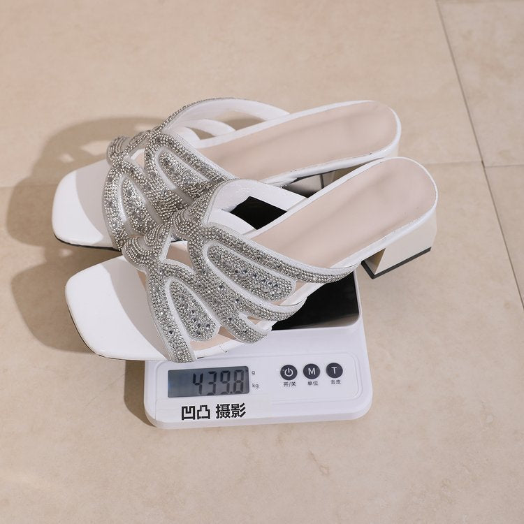 Damen Elegante Sandaletten mit glitzernden Riemen R&B