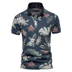 Herren Polohemd mit floralem Design und klassischem Kragen