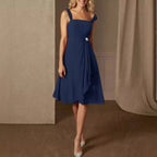 Damen festliches Maxikleid mit einem eleganten Wickeldesign und transparenter Ärmeln R&B