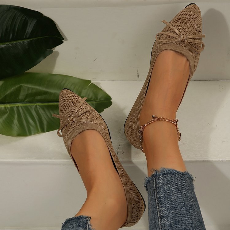 Damen Stilvolle und komfortable Ballerinas mit großem Schleifendetail R&B