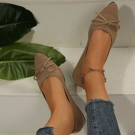 Damen Stilvolle und komfortable Ballerinas mit großem Schleifendetail R&B