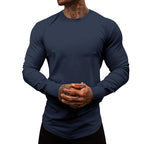 Herren Langarmshirt aus weichem, elastischem Baumwollmix mit Rundhalsausschnitt R&B