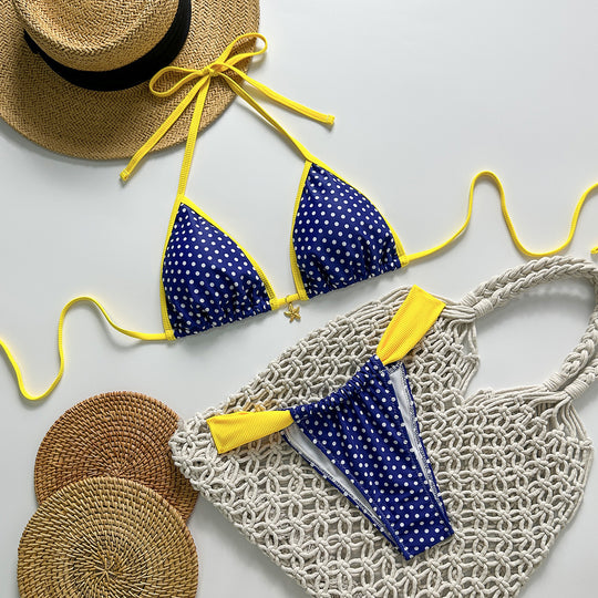 Damen Triangel-Bikini mit stilvollen Punktemuster R&B