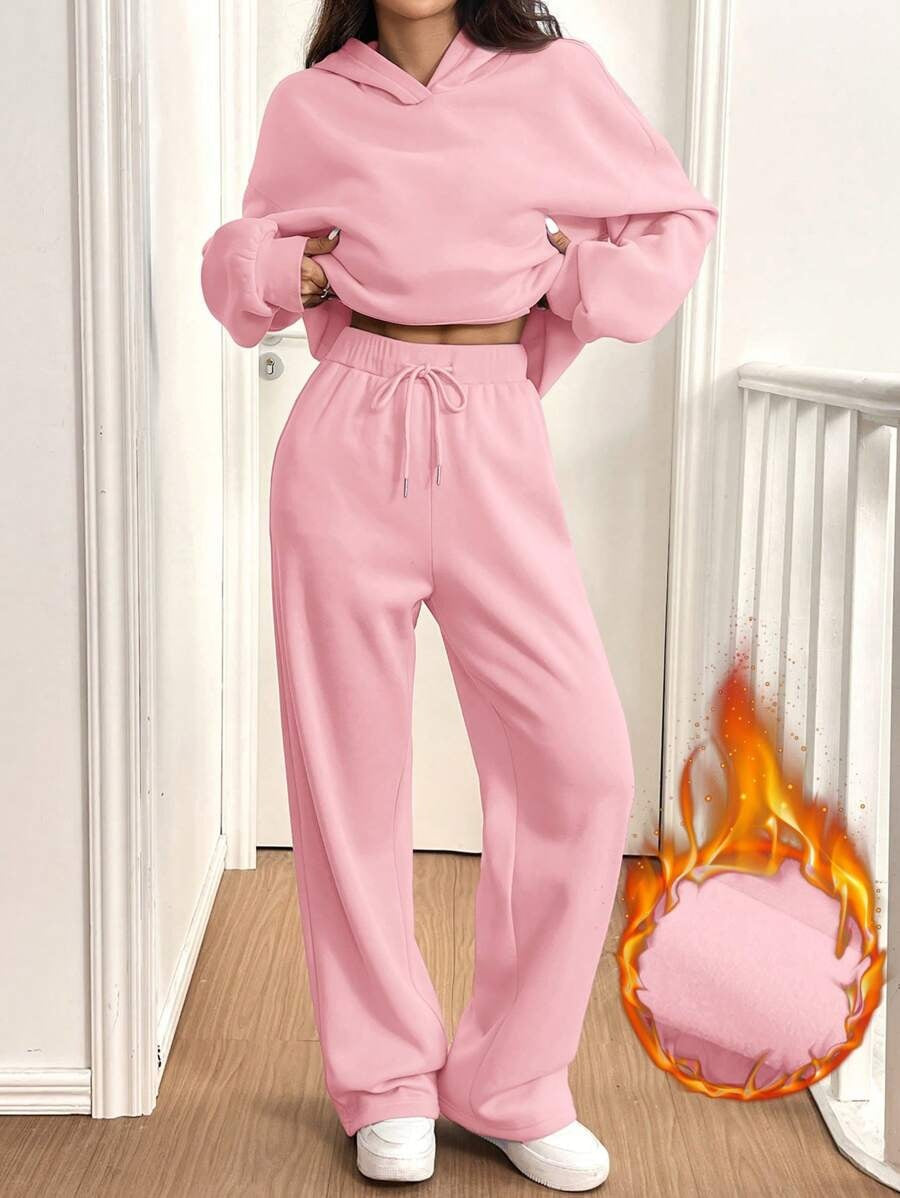 Damen Sweat-Set mit lässigem Schnitt und hohem Kragen R&B