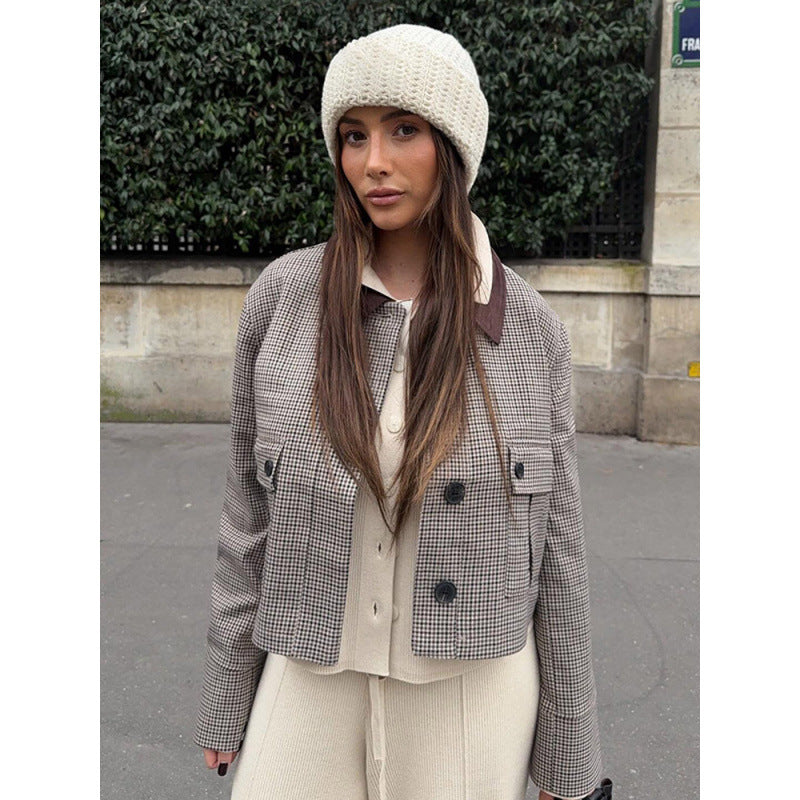 Damen elegante Karo-Jacke R&B