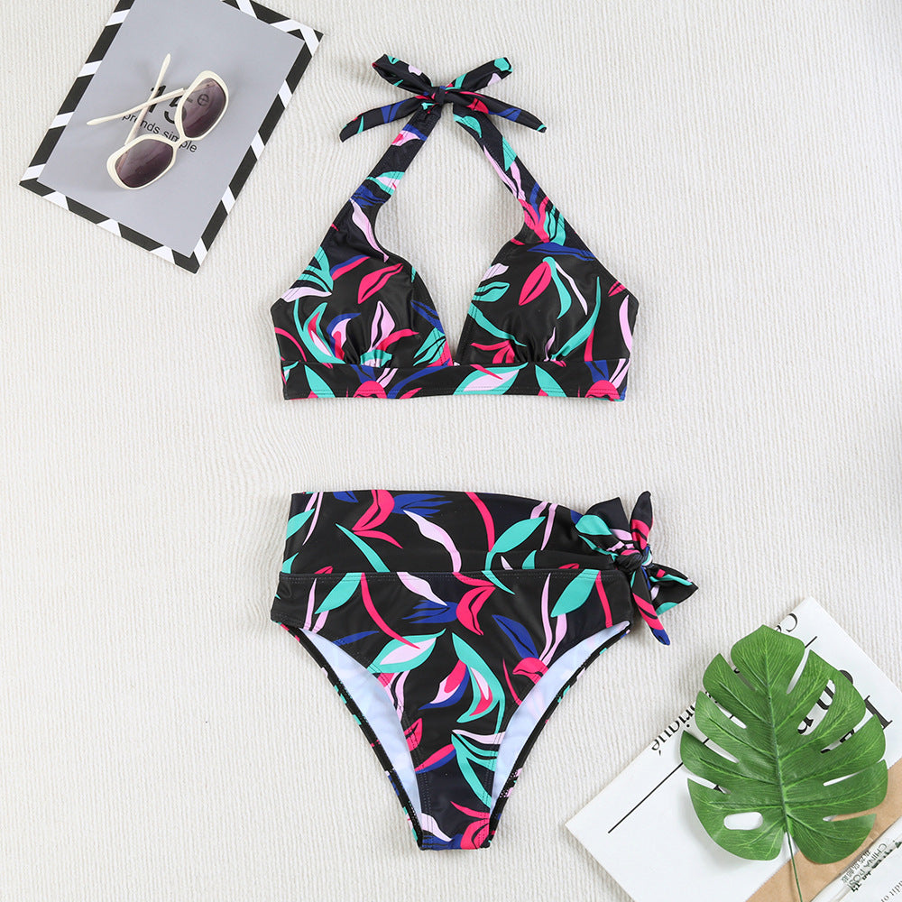 Damen Bikini-Set mit verspieltem Haltertop und hochgeschnittenem Höschen R&B