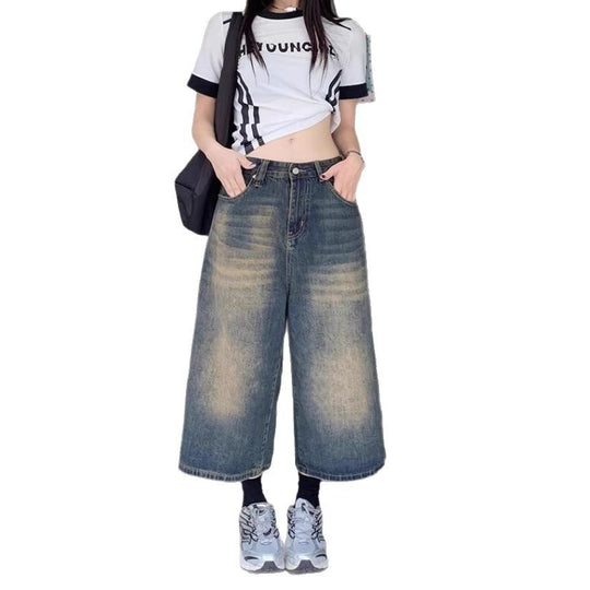 Damen Cargo-Jeans mit weitem Bein und hohem Bund R&B