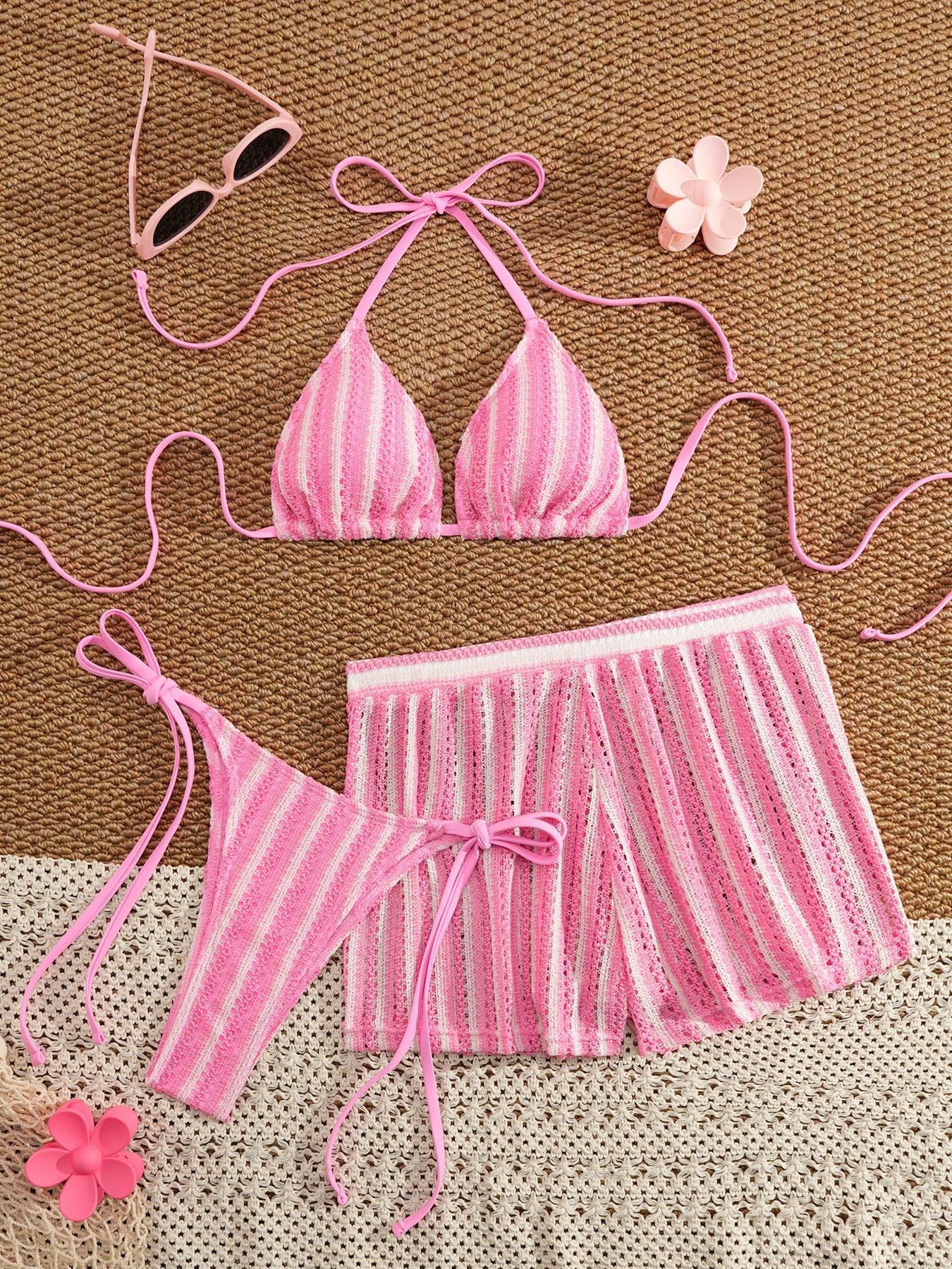 Damen Triangel-Bikini mit luftiger Rüschenshorts R&B