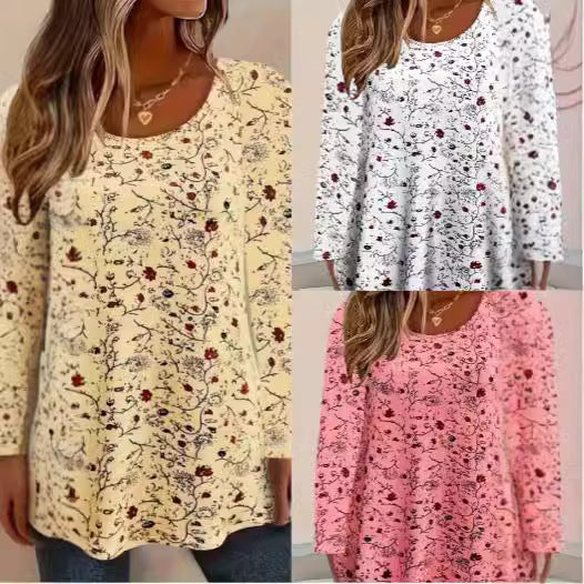 Damen Blusenshirt mit floralen Akzenten und lockerer Passform R&B