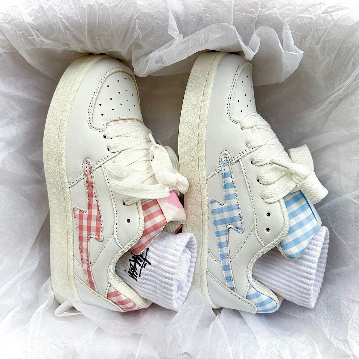 Damen Sneaker im modernen Karomuster mit strapazierfähiger Sohle R&B