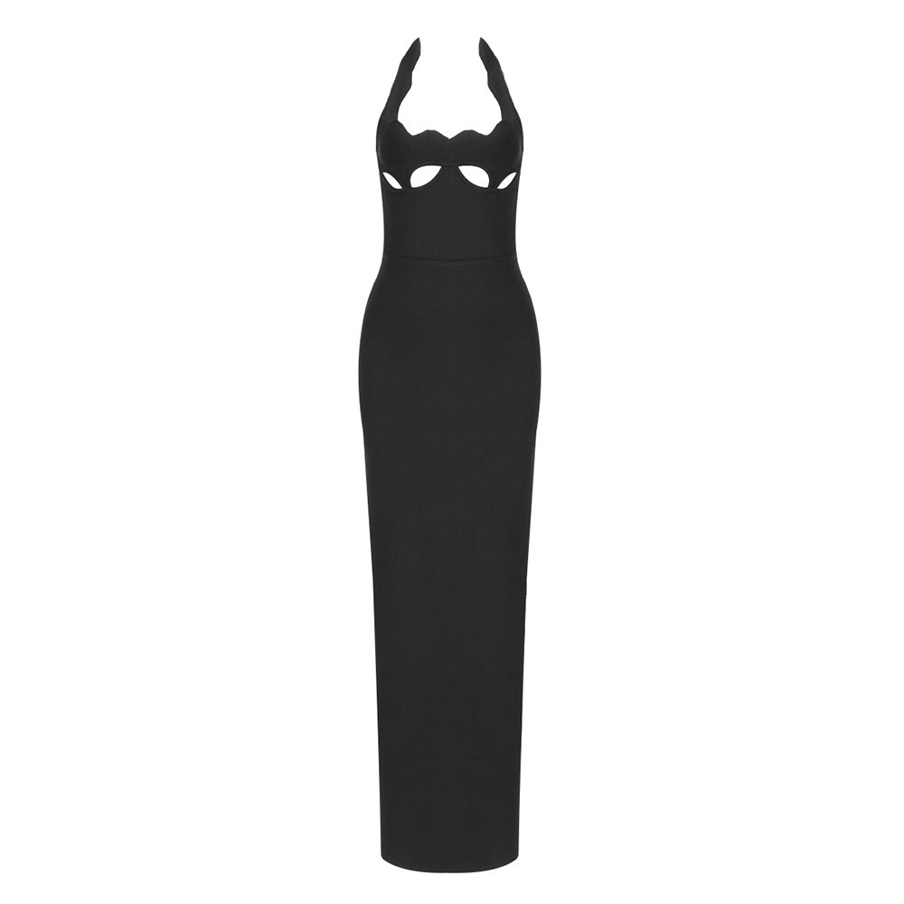 Damen Maxikleid mit innovativem Cut-Out-Design und sexy Schlüssellochausschnitt R&B